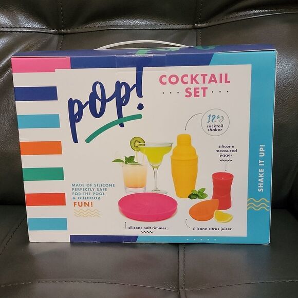 POP Cocktail Set Silicone Pool & Outdoor Safe Unbreakable Barware Gift Party NEW - Picture 5 of 7